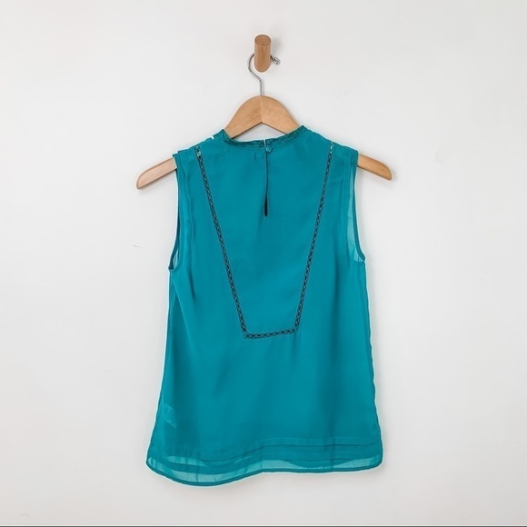 Hinge Top Womens Extra Small Green Lace Coquette Romantic Feminine Sheer Tank - Picture 3 of 7